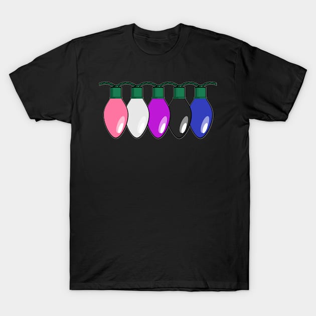 Genderfluid Pride Christmas Lights T-Shirt by wheedesign